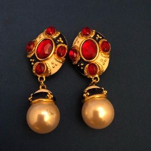 Vintage enamel clip earrings